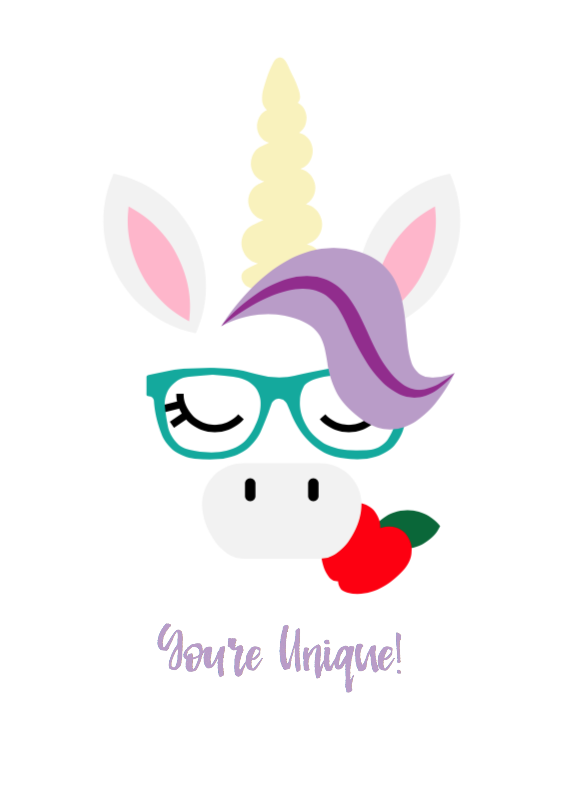 Unicorn greeting card  unicorn glasses  habeebee designs Unicorn greeting card  unicorn glasses  habeebee designs