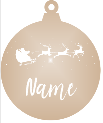 Add a Name : Santa & Reindeer - Bronze mirror ornament