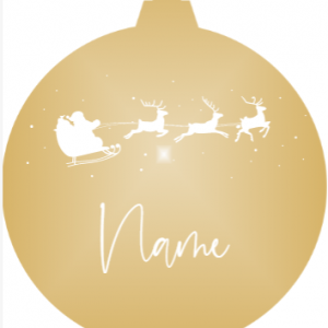 Add a Name : Santa & Reindeer - Gold mirror ornament