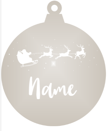 Add a Name : Santa & Reindeer - Silver mirror ornament